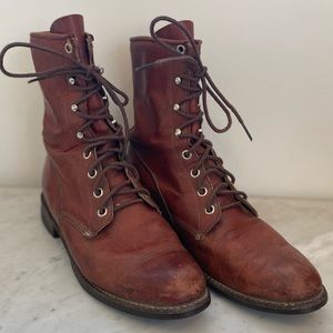 JUSTIN L0518 USA Womens Packer Lace Up Leather Boots Size 7.5B Fantastic Boots!